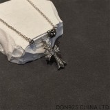 CHROME HEARTS Small Cross & Safety Pin Necklace (with NE Chain)