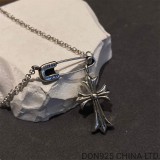 CHROME HEARTS Small Cross & Safety Pin Necklace (with NE Chain)