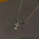 CHROME HEARTS Small Cross & Safety Pin Necklace (with NE Chain)