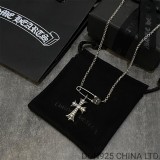 CHROME HEARTS Small Cross & Safety Pin Necklace (with NE Chain)