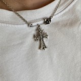 CHROME HEARTS Small Cross & Safety Pin Necklace (with NE Chain)