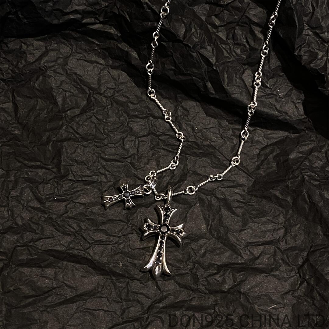 CHROME HEARTS Small Cross & Babyfat Necklace (with Twist Chain)