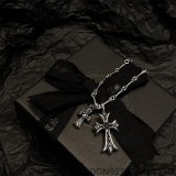 CHROME HEARTS Small Cross & Babyfat Necklace (with Twist Chain)