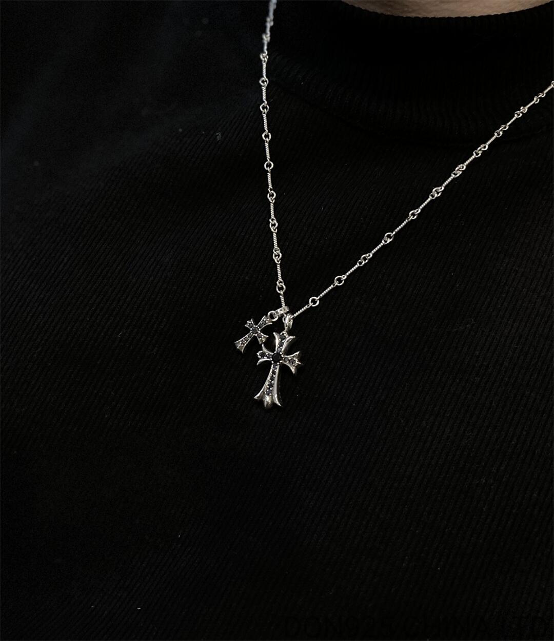 CHROME HEARTS Small Cross & Babyfat Necklace (with Twist Chain)