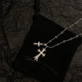 CHROME HEARTS Small Cross & Babyfat Necklace (with Pink Sapphires with Twist Chain)