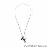 CHROME HEARTS Small Cross & Babyfat Necklace (with Rubies with Twist Chain)