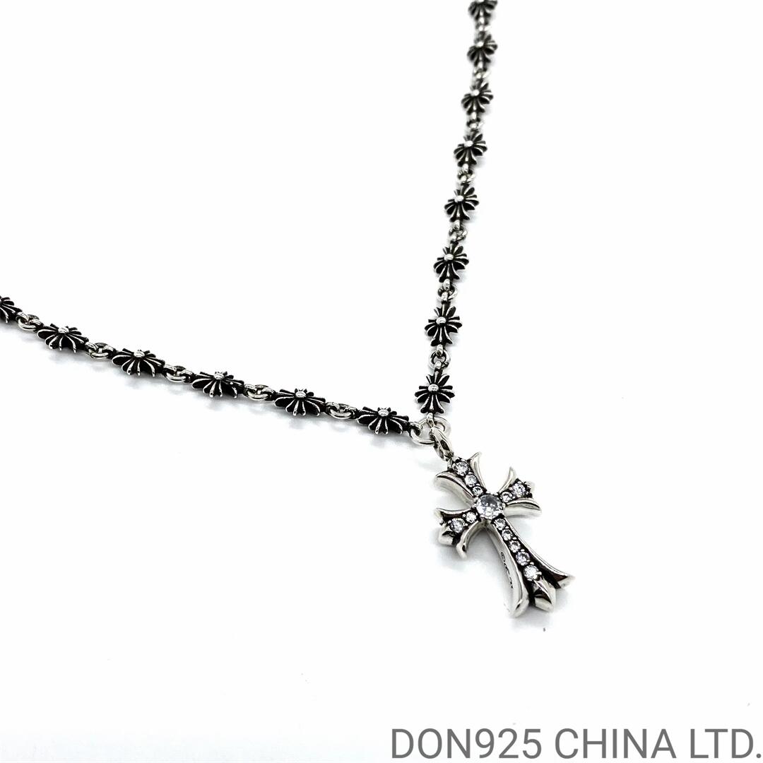 CHROME HEARTS Small Cross Necklace with (Diamonds and 55CM Tiny E Chain)