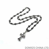 CHROME HEARTS Small Cross Necklace with (Diamonds and 55CM Tiny E Chain)