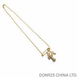 22K Gold CHROME HEARTS Small Cross & Babyfat & Safety Pin Necklace (45CM Gold NE Chain)