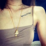 22K Gold CHROME HEARTS Small Cross & Babyfat & Cutout Cross Pin Necklace (55CM Gold NE Chain)