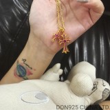 22K Gold CHROME HEARTS Small Cross & Babyfat Necklace (with Rubies and 55CM Gold Twist Chain)