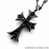 Rhodium CHROME HEARTS Small Cross Necklace (55CM Rhodium Twist Chain)