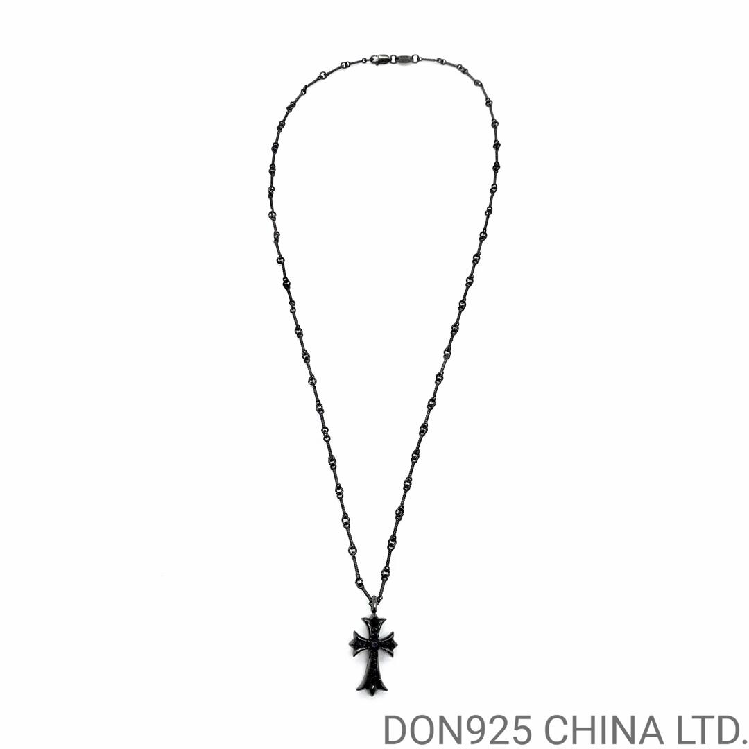 Rhodium CHROME HEARTS Small Cross Necklace (55CM Rhodium Twist Chain)