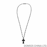 Rhodium CHROME HEARTS Small Cross Necklace (55CM Rhodium Twist Chain)