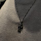 Rhodium CHROME HEARTS Small Cross Necklace (55CM Rhodium Twist Chain)