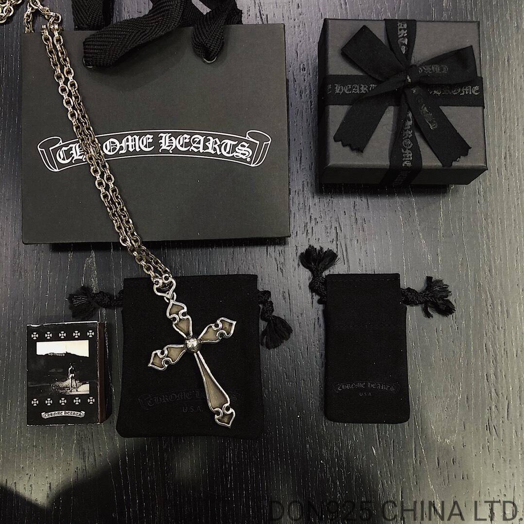 CHROME HEARTS Spade Cross Necklace (Large Size with Paper Chain)