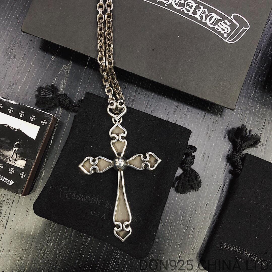 CHROME HEARTS Spade Cross Necklace (Large Size with Paper Chain)