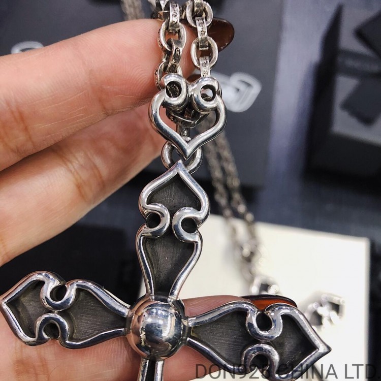 CHROME HEARTS Spade Cross Necklace (Large Size with Paper Chain)