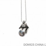 CHROME HEARTS Rolling Stones Lip & Tongue Necklace (with Ball Chain)