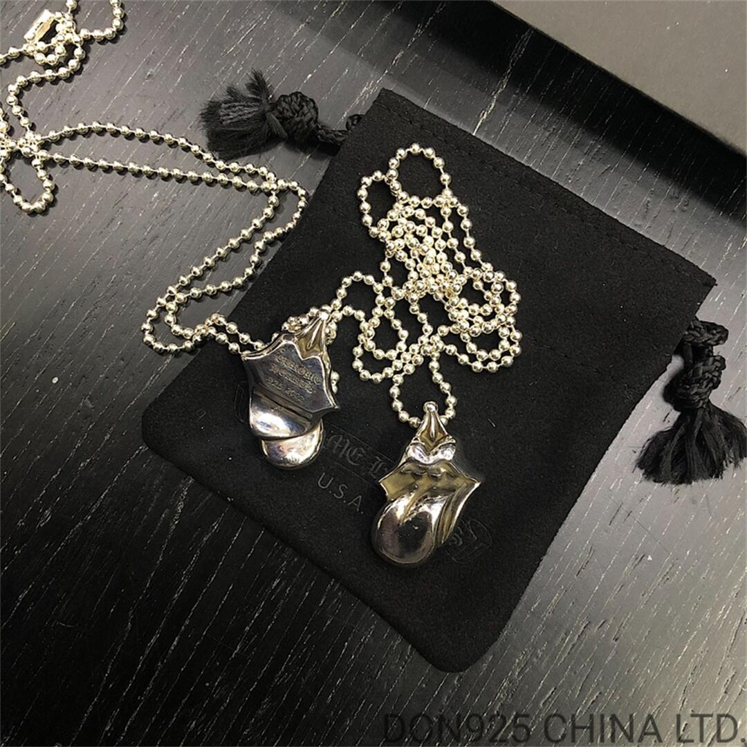 CHROME HEARTS Rolling Stones Lip & Tongue Necklace (with Ball Chain)