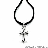 CHROME HEARTS Small Cross Necklace (with Leather Rope)