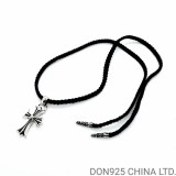 CHROME HEARTS Small Cross Necklace (with Leather Rope)