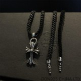 CHROME HEARTS Small Cross Necklace (with Leather Rope)