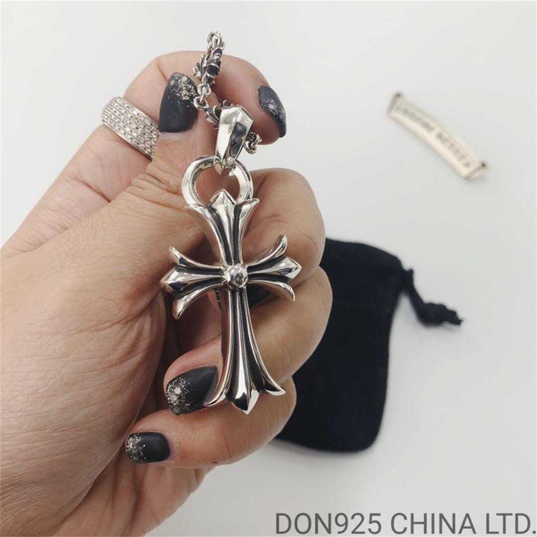 CHROME HEARTS Small Cross Necklace (with Tiny E Chain)