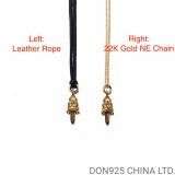 22K Gold Chrome Hearts Dagger Necklace in 925s Silver (Small Size)