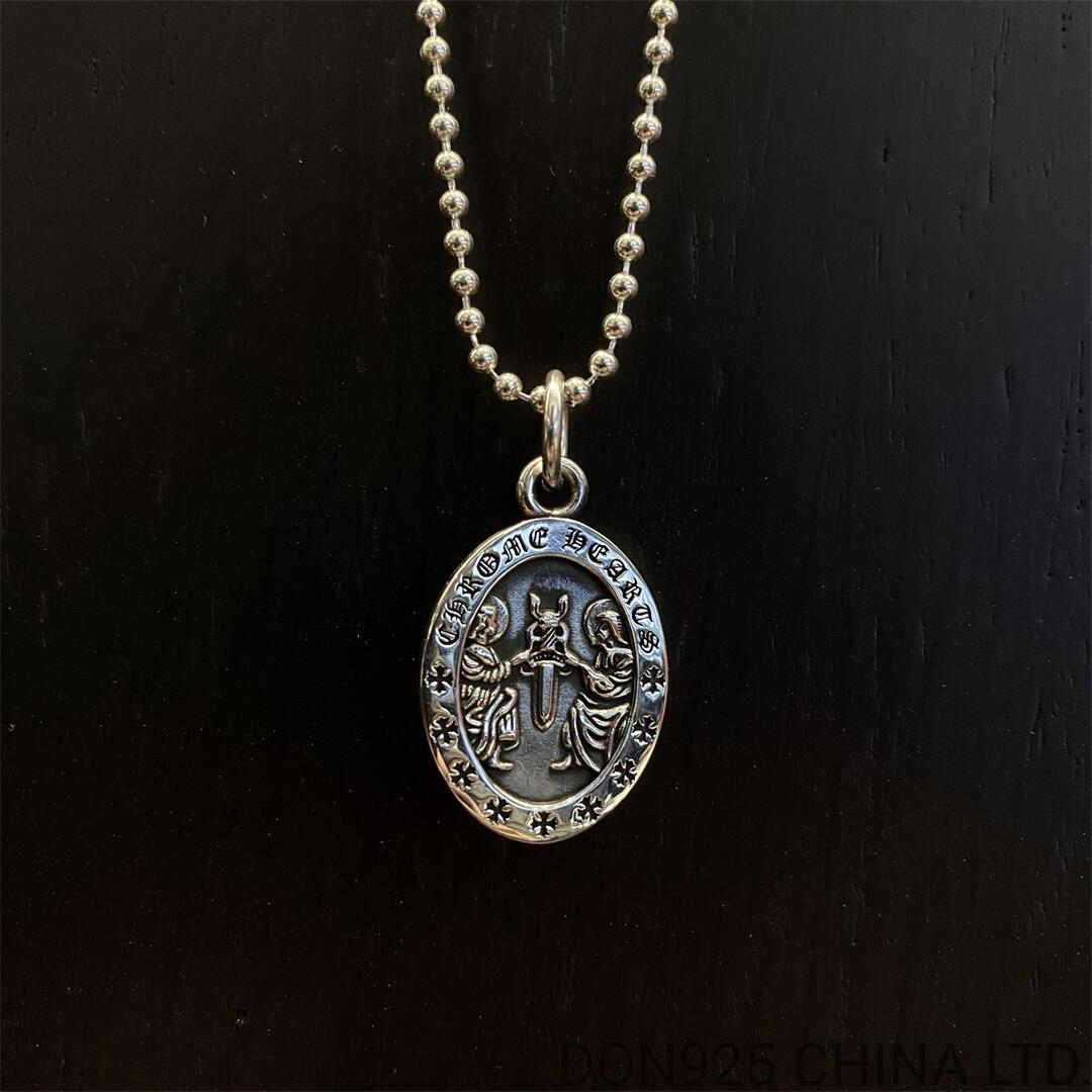 CHROME HEARTS Oval Angel Medallion Necklace (with Ball Chain)