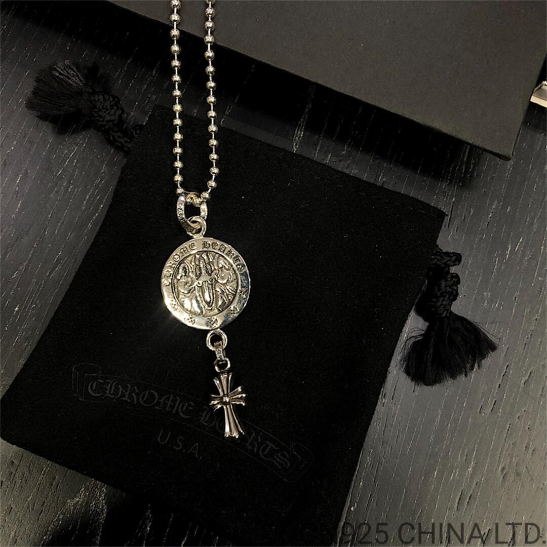 CHROME HEARTS Cross Angel Medallion Necklace (with Ball Chain)