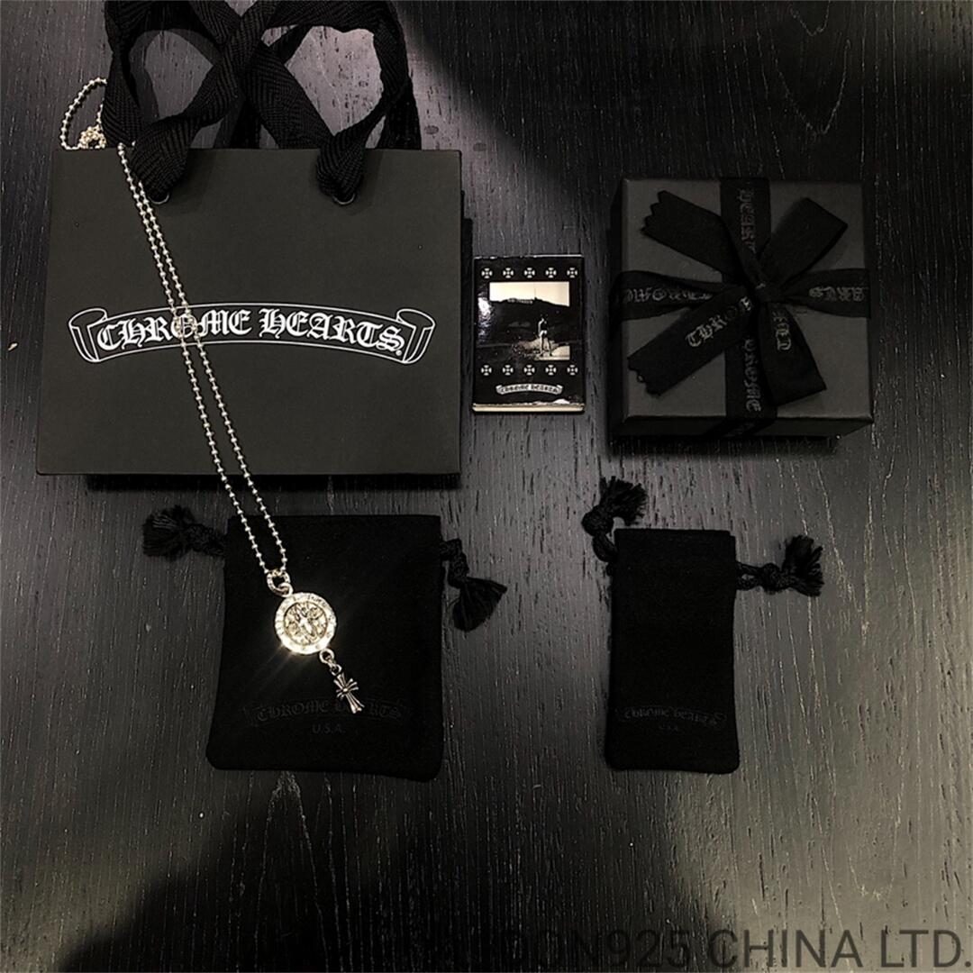 CHROME HEARTS Cross Angel Medallion Necklace (with Ball Chain)