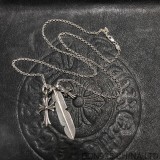 CHROME HEARTS Feather and Cross Necklace (with NE Chain)