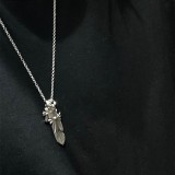 CHROME HEARTS Feather and Cross Necklace (with NE Chain)