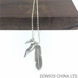 CHROME HEARTS Feather and Cornicello Tooth Necklace (with Ball Chain)