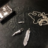 CHROME HEARTS Feather and Cornicello Tooth Necklace (with Ball Chain)