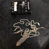 CHROME HEARTS Feather and Cornicello Tooth Necklace (with Ball Chain)