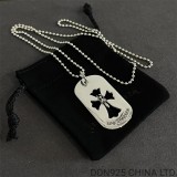 CHROME HEARTS Cutout Cross Dagger Dog Tag Necklace (with Ball Chain)