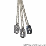 CHROME HEARTS Tiny Cutout Cross Dog Tag Necklace (with NE Chain)