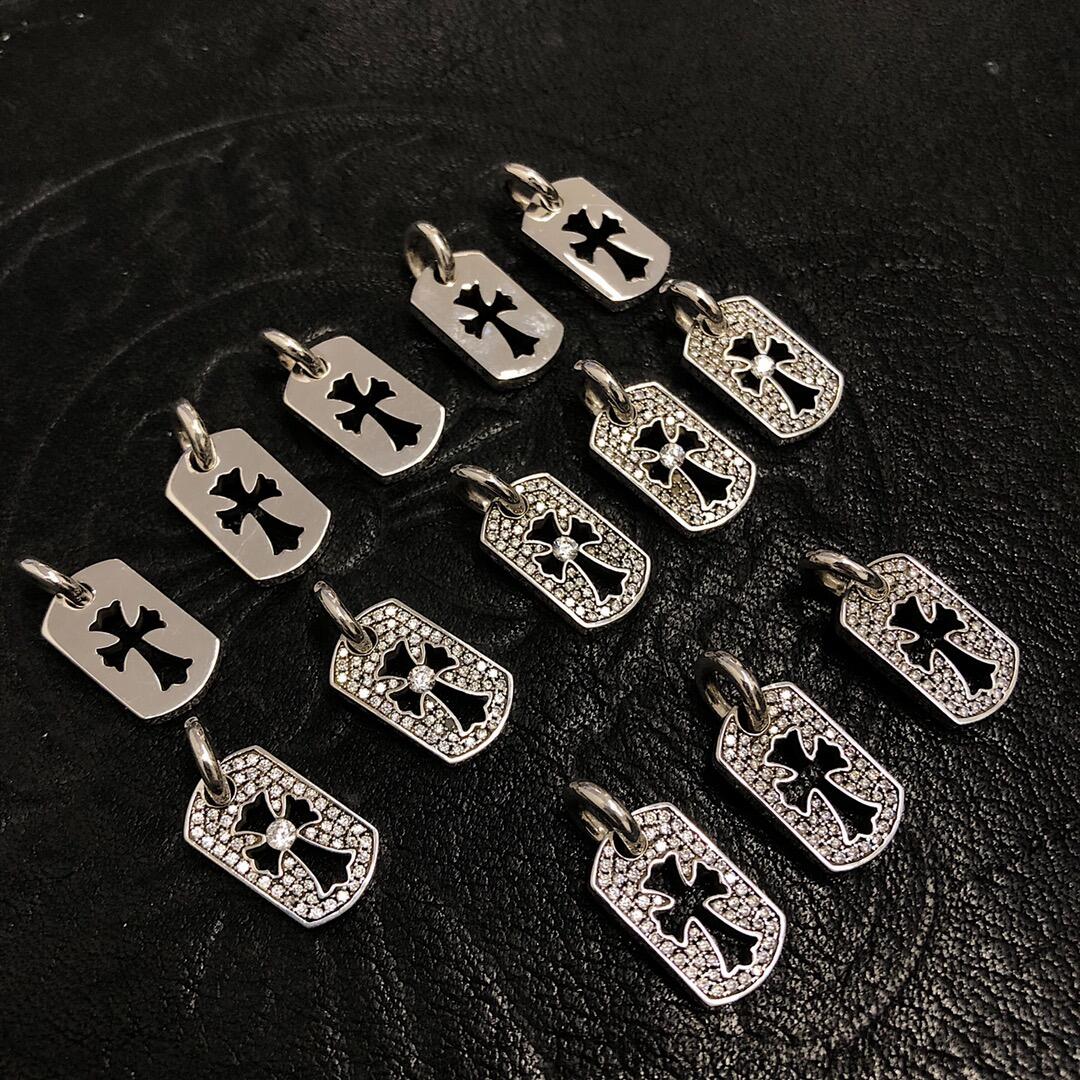 CHROME HEARTS Tiny Cutout Cross Dog Tag Necklace (with NE Chain)