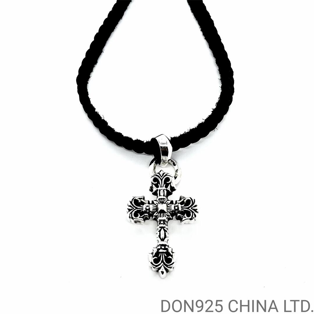 CHROME HEARTS Filigree Cross Necklace (Small Size with Leather Rope)