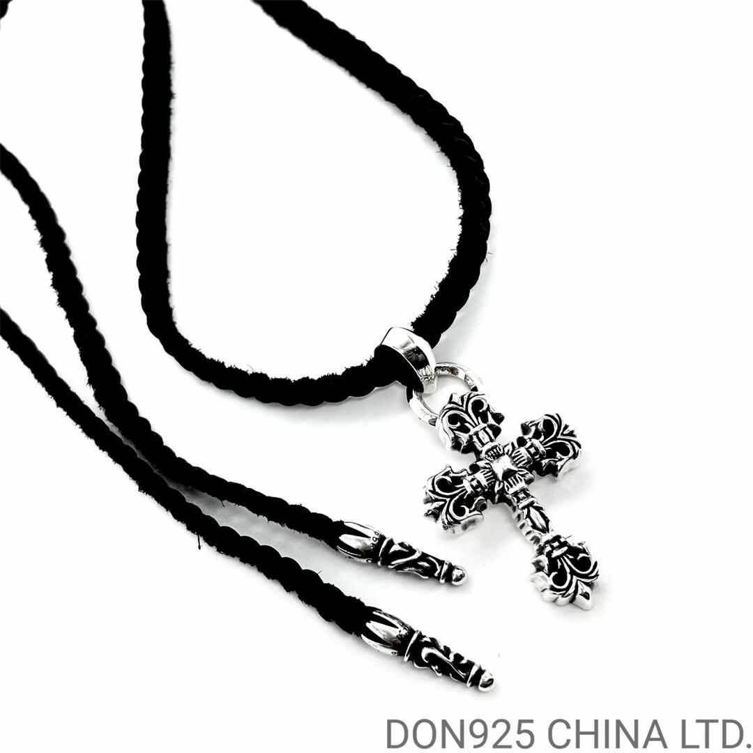 CHROME HEARTS Filigree Cross Necklace (Small Size with Leather Rope)