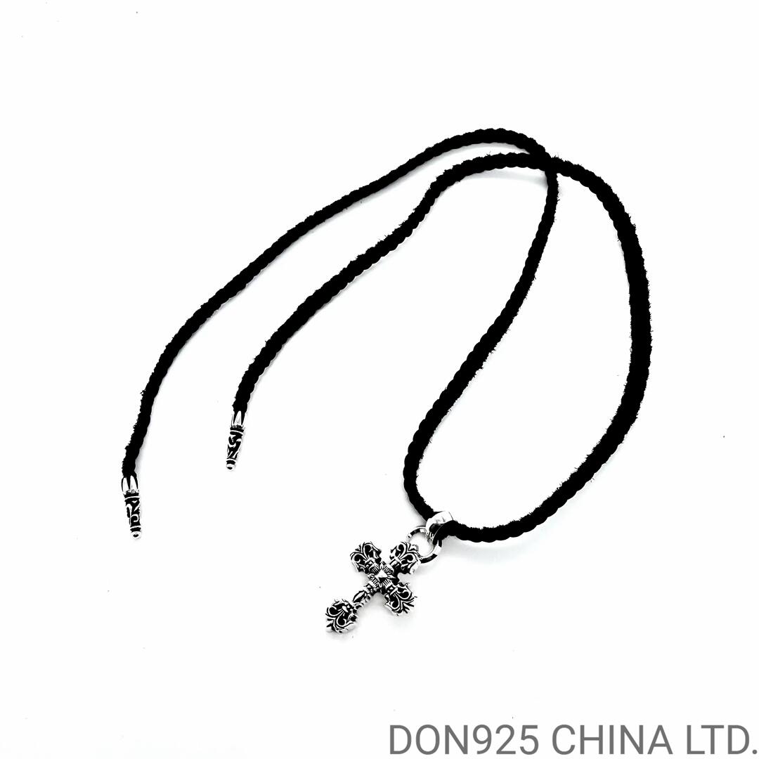 CHROME HEARTS Filigree Cross Necklace (Small Size with Leather Rope)