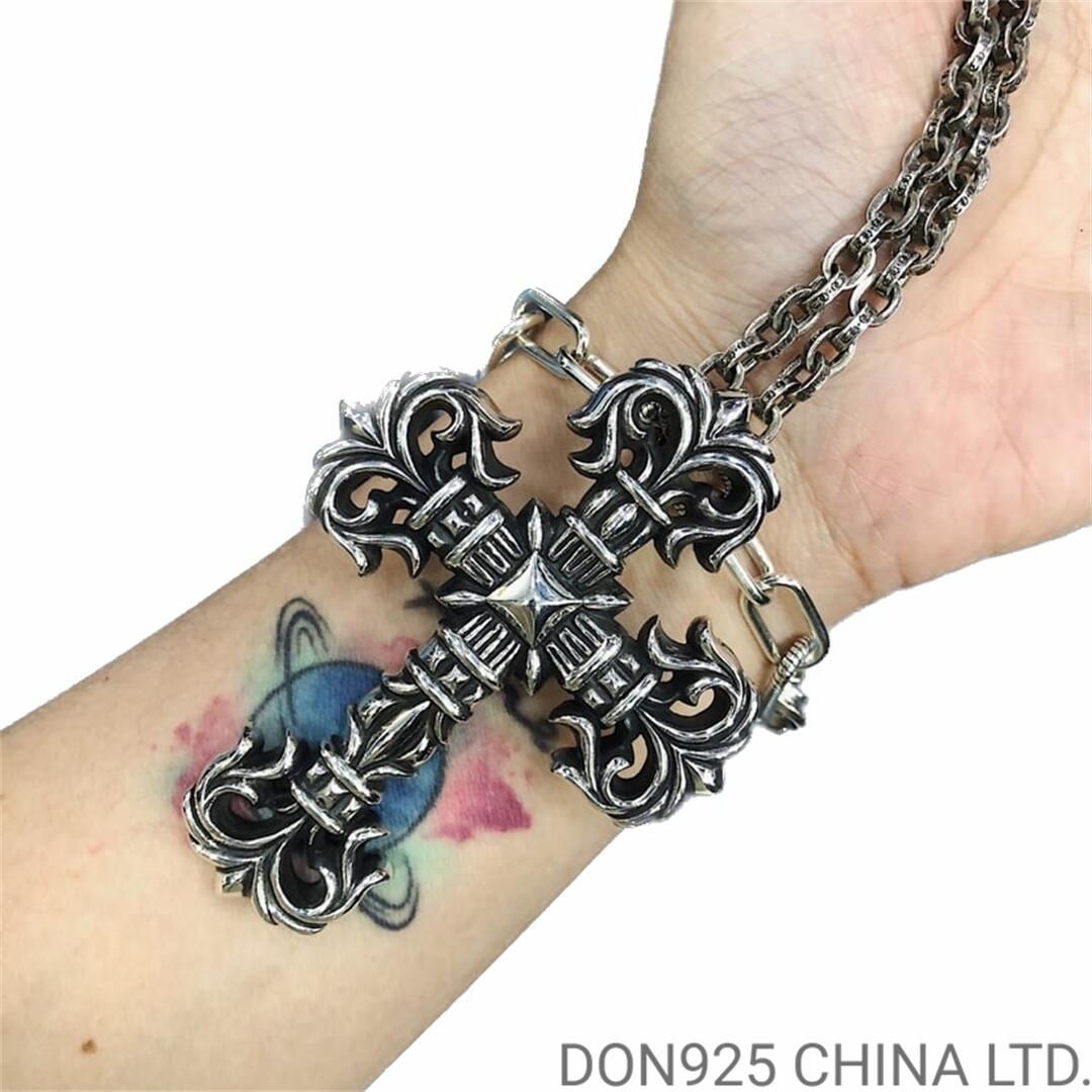 CHROME HEARTS Filigree Cross Necklace (Large Size with Paper Chain)