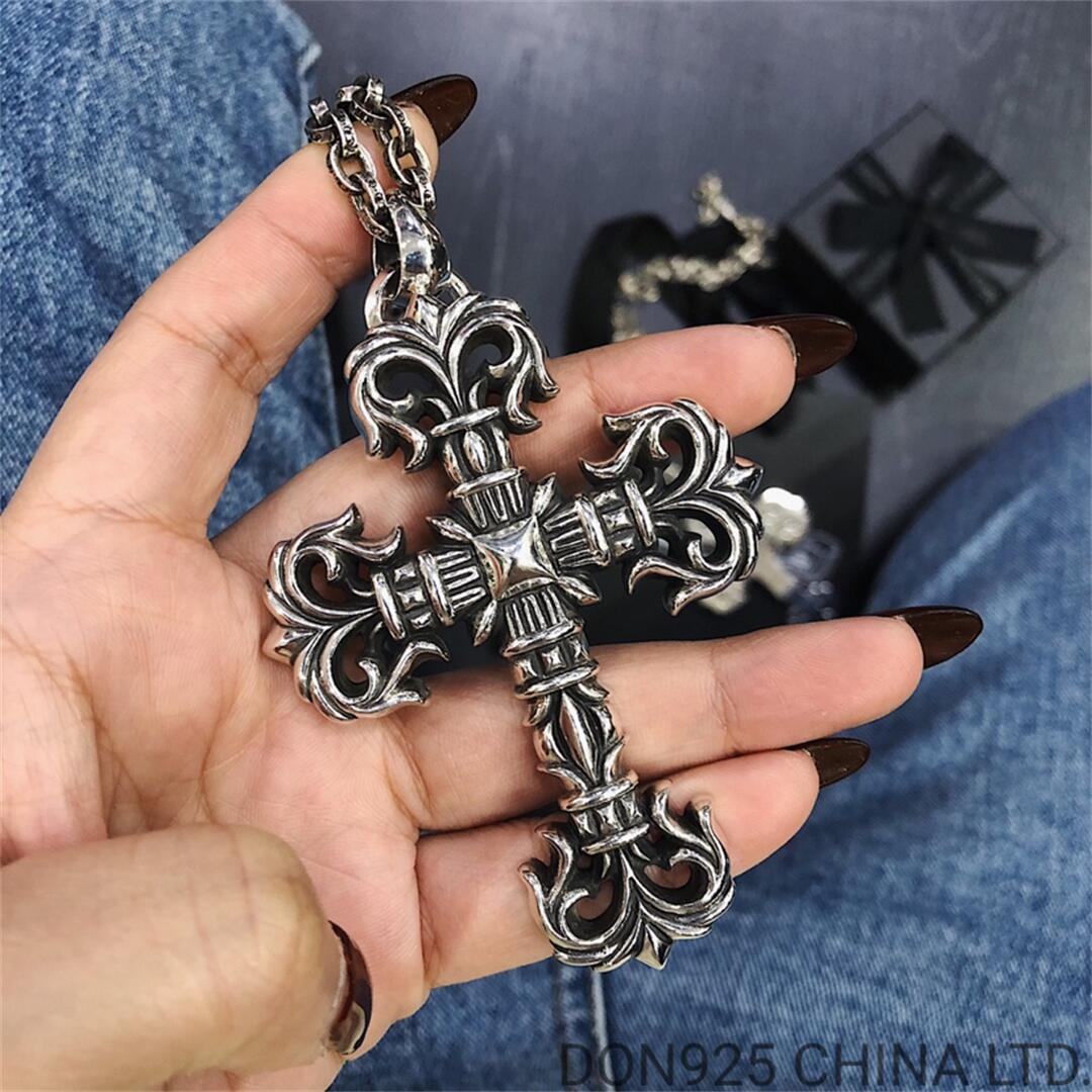 CHROME HEARTS Filigree Cross Necklace (Large Size with Paper Chain)