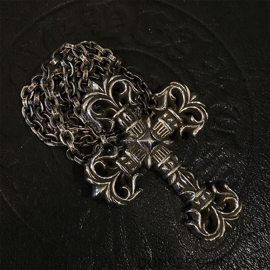 CHROME HEARTS Filigree Cross Necklace (Large Size with Paper Chain)