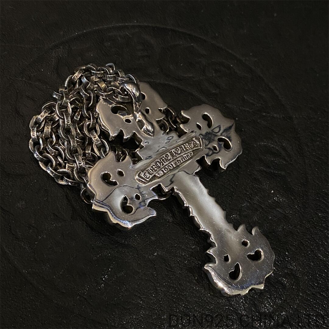 CHROME HEARTS Filigree Cross Necklace (Large Size with Paper Chain)