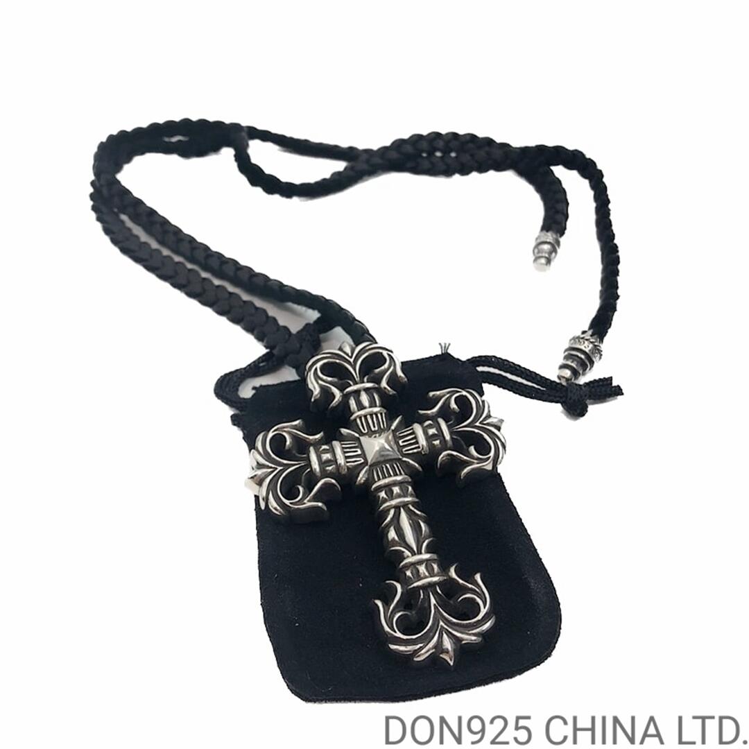 CHROME HEARTS Filigree Cross Necklace (Large Size with Leather Rope)