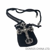 CHROME HEARTS Filigree Cross Necklace (Large Size with Leather Rope)