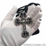 CHROME HEARTS Filigree Cross Necklace (Large Size with Leather Rope)